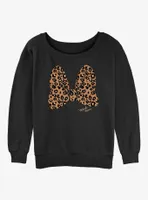 Disney Minnie Mouse Animal Print Bow Womens Slouchy Sweatshirt