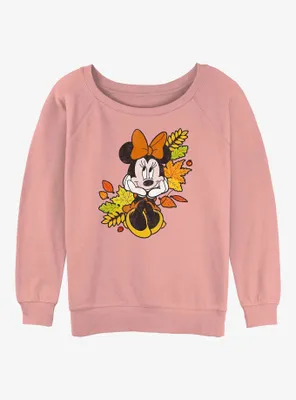 Disney Minnie Mouse Fall Leaves Womens Slouchy Sweatshirt