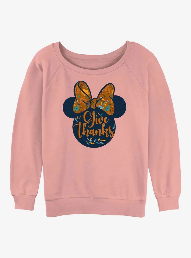 Disney Minnie Mouse Give Thanks Womens Slouchy Sweatshirt