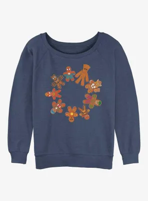 Marvel Gingerbread Cookie Circle Womens Slouchy Sweatshirt