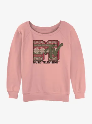 MTV Christmas Womens Slouchy Sweatshirt