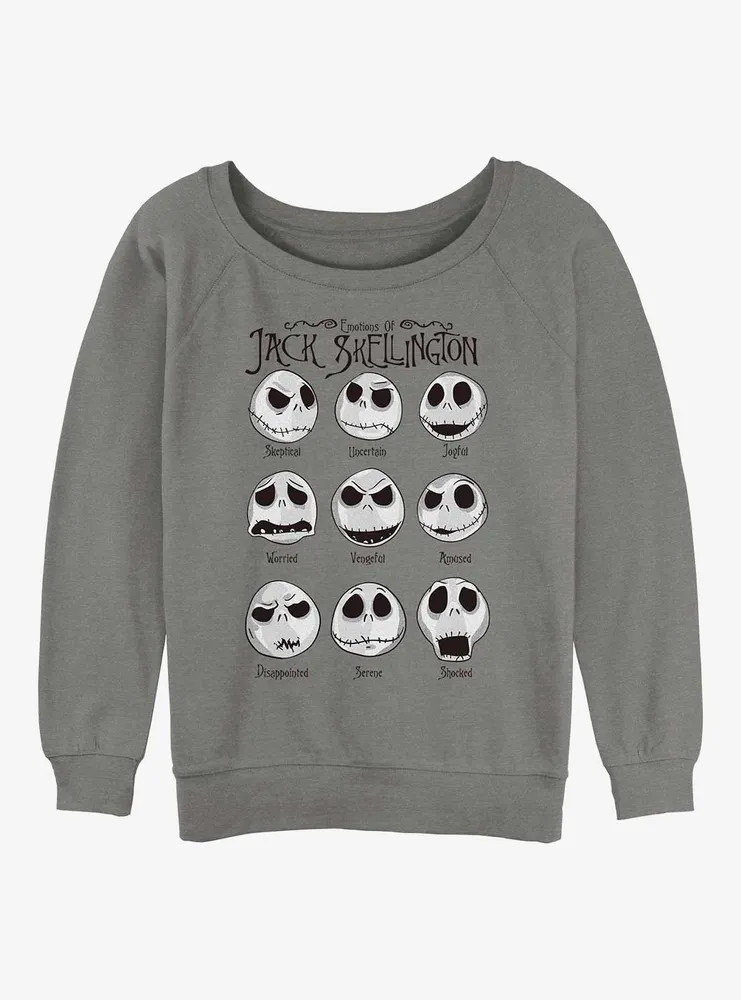 Disney The Nightmare Before Christmas Jack Emotions Womens Slouchy Sweatshirt