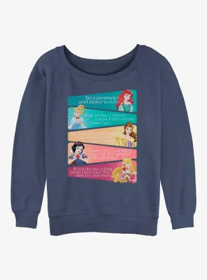 Disney Princesses Princess Adjectives Womens Slouchy Sweatshirt