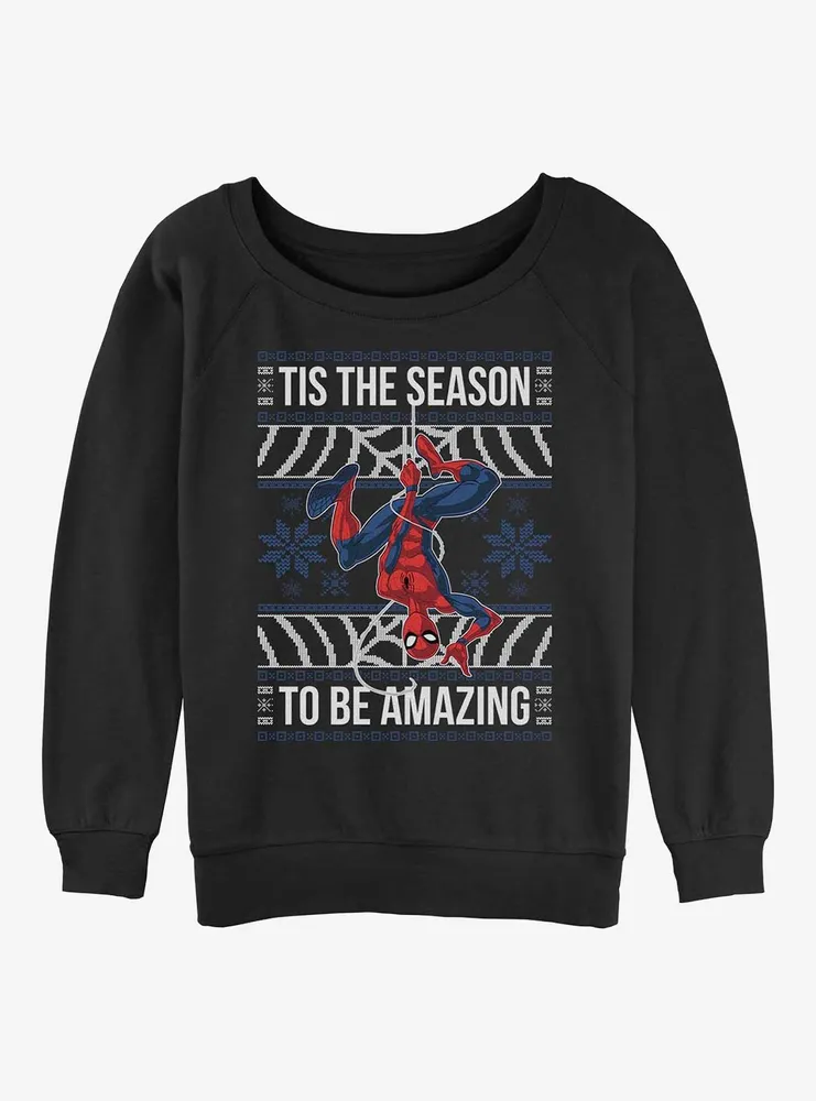 Marvel Spider-Man Tis The Season To Be Amazing Womens Slouchy Sweatshirt