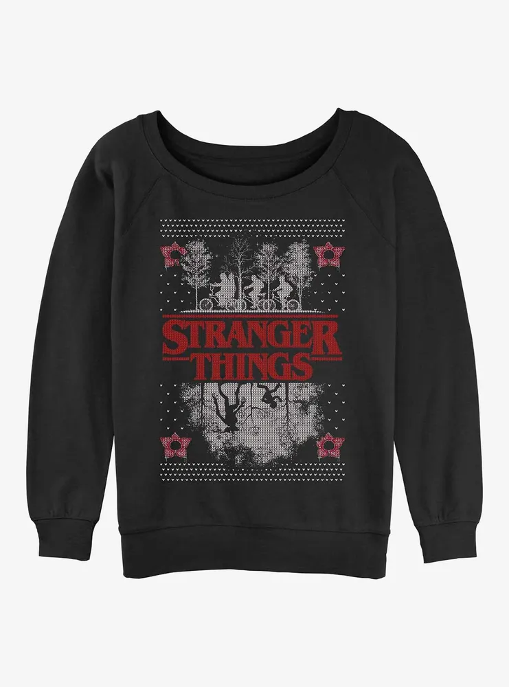 Stranger Things Upside Down Ugly Christmas Womens Slouchy Sweatshirt