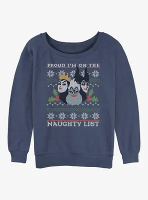 Disney Villains Naughty and Proud Ugly Christmas Womens Slouchy Sweatshirt