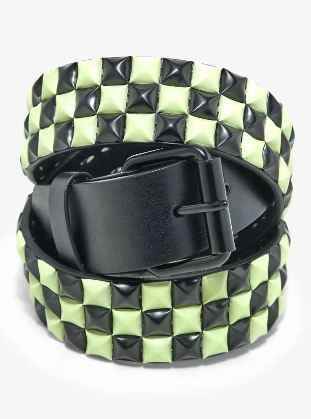 Double Black Pyramid Stud Belt