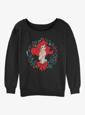 Disney The Little Mermaid Festive Ariel Wreath Womens Slouchy Sweatshirt