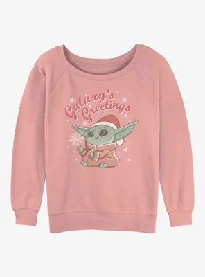 Star Wars The Mandalorian Child Greetings Womens Slouchy Sweatshirt