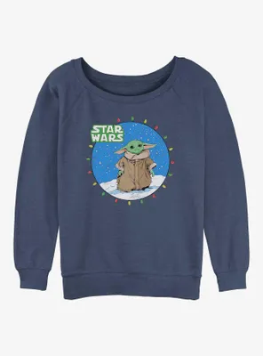 Star Wars The Mandalorian Child Snowy Lights Womens Slouchy Sweatshirt