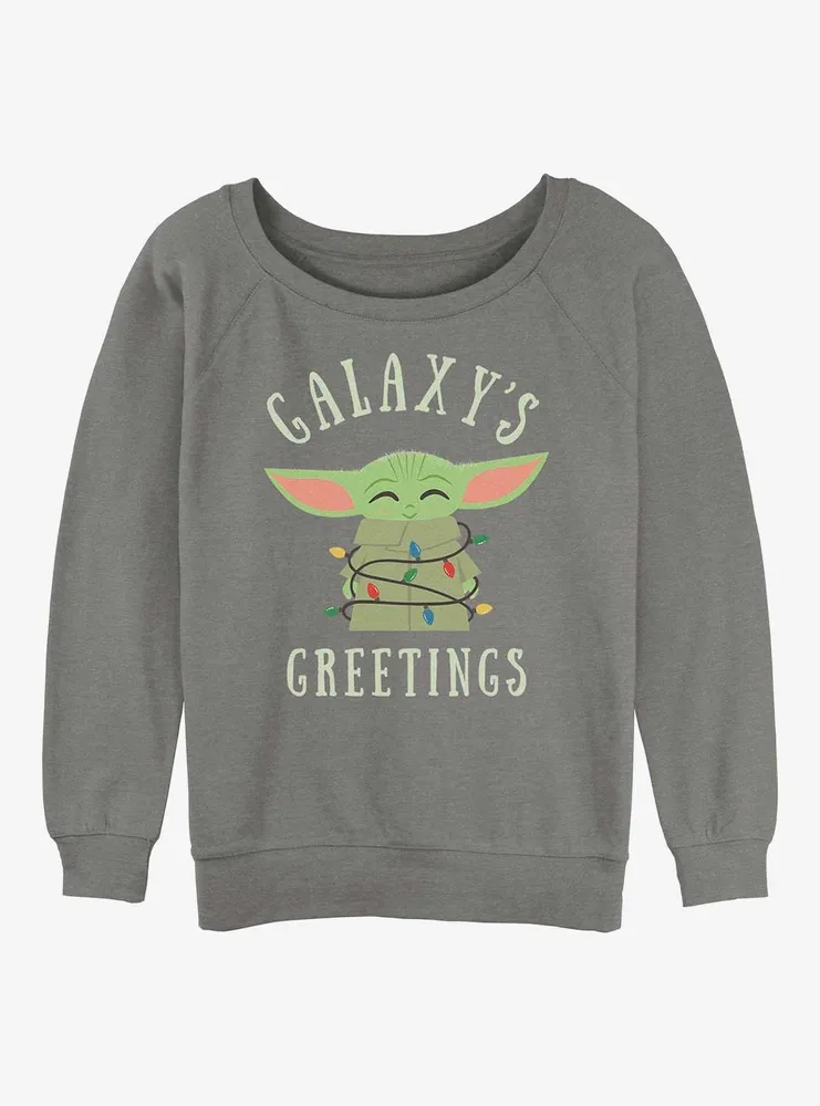 Star Wars The Mandalorian Christmas Lights Womens Slouchy Sweatshirt