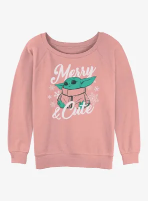 Star Wars The Mandalorian Merry and Cute Child Womens Slouchy Sweatshirt