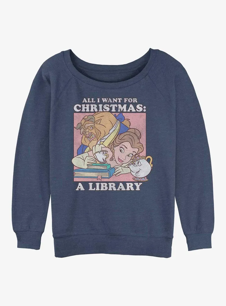 Disney Princesses Belle Christmas Womens Slouchy Sweatshirt