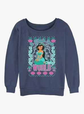 Disney Princesses Jasmine World Womens Slouchy Sweatshirt