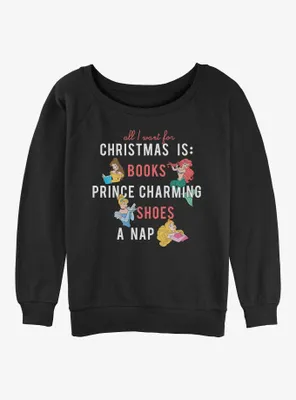 Disney Princesses Christmas Wish List Womens Slouchy Sweatshirt