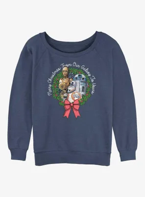 Star Wars: The Rise Of Skywalker Droid Holiday Greetings Womens Slouchy Sweatshirt