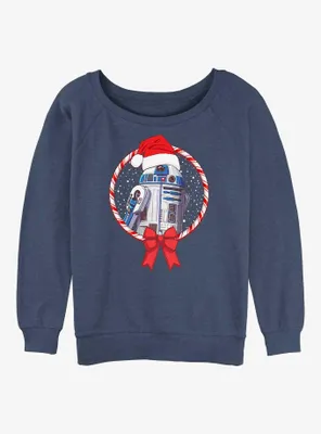 Star Wars: The Rise Of Skywalker R2-D2 Candy Cane Womens Slouchy Sweatshirt