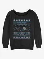 Star Wars Falcon Attack Ugly Christmas Womens Slouchy Sweatshirt