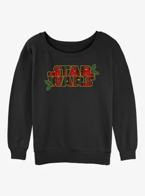 Star Wars Tartan Mistletoe Logo Womens Slouchy Sweatshirt