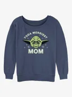 Star Wars Yoda Merriest Mom Womens Slouchy Sweatshirt