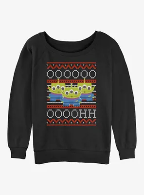 Disney Pixar Toy Story Ooh Aliens Ugly Christmas Womens Slouchy Sweatshirt