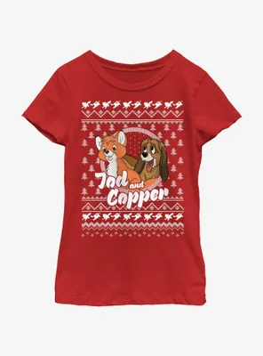 Disney the Fox and Hound Tod Copper Ugly Christmas Youth Girls T-Shirt