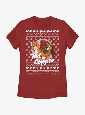 Disney the Fox and Hound Tod Copper Ugly Christmas Womens T-Shirt