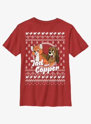 Disney the Fox and Hound Tod Copper Ugly Christmas Youth T-Shirt