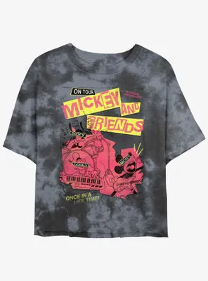 Disney Mickey Mouse Punk Rock Tour Tie-Dye Womens Crop T-Shirt