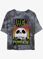 Disney The Nightmare Before Christmas Jack Pumpkin King Skull Poster Tie-Dye Womens Crop T-Shirt