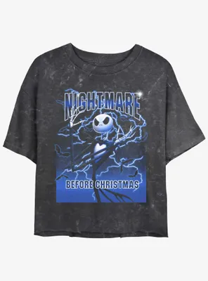 Disney The Nightmare Before Christmas Electric Jack Mineral Wash Womens Crop T-Shirt