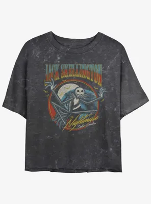Disney The Nightmare Before Christmas Jack Skellington Badge Mineral Wash Womens Crop T-Shirt