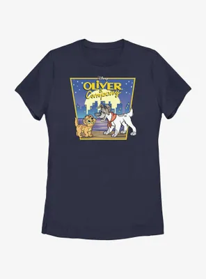 Disney Oliver & Company City Lights Poster Womens T-Shirt