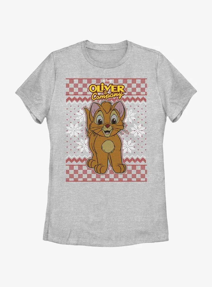 Disney Oliver & Company Ugly Christmas Womens T-Shirt