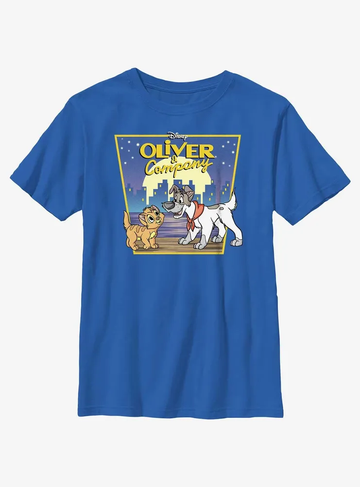 Disney Oliver & Company City Lights Poster Youth T-Shirt