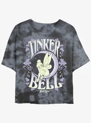 Disney Tinker Bell Floral Fairy Poster Tie-Dye Womens Crop T-Shirt