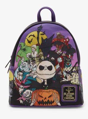 Loungefly Disney The Nightmare Before Christmas Characters Group Portrait Mini Backpack - BoxLunch Exclusive