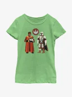Star Wars The Mandalorian Greef Karga, Grogu, and Mando Youth Girls T-Shirt