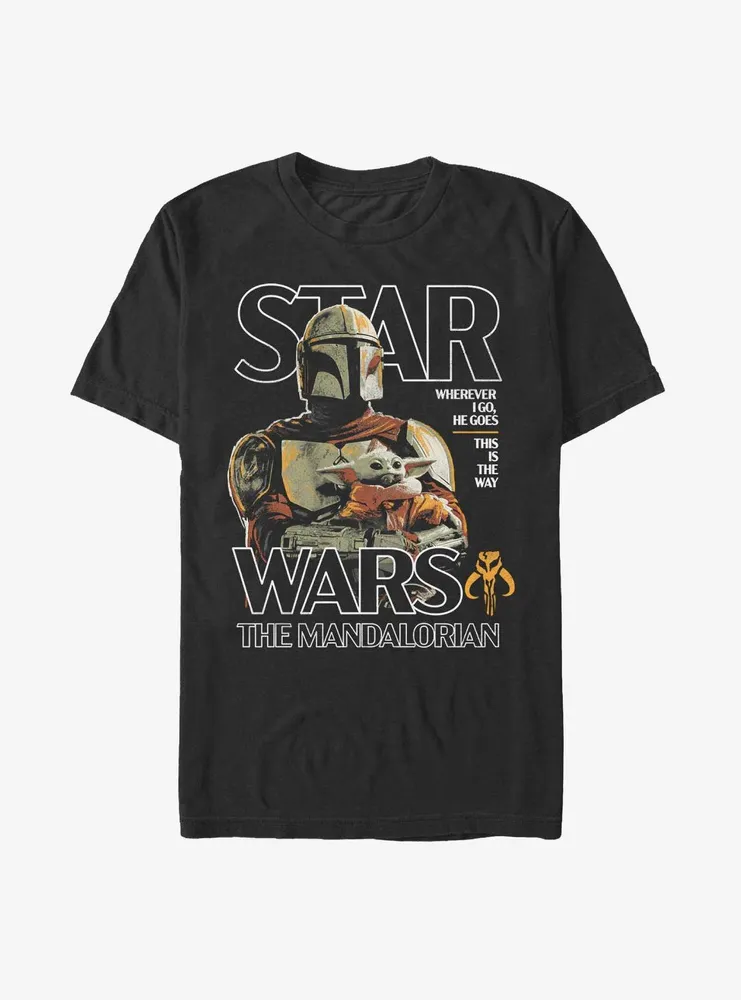 Star Wars The Mandalorian Wherever I Go, He Goes Poster T-Shirt