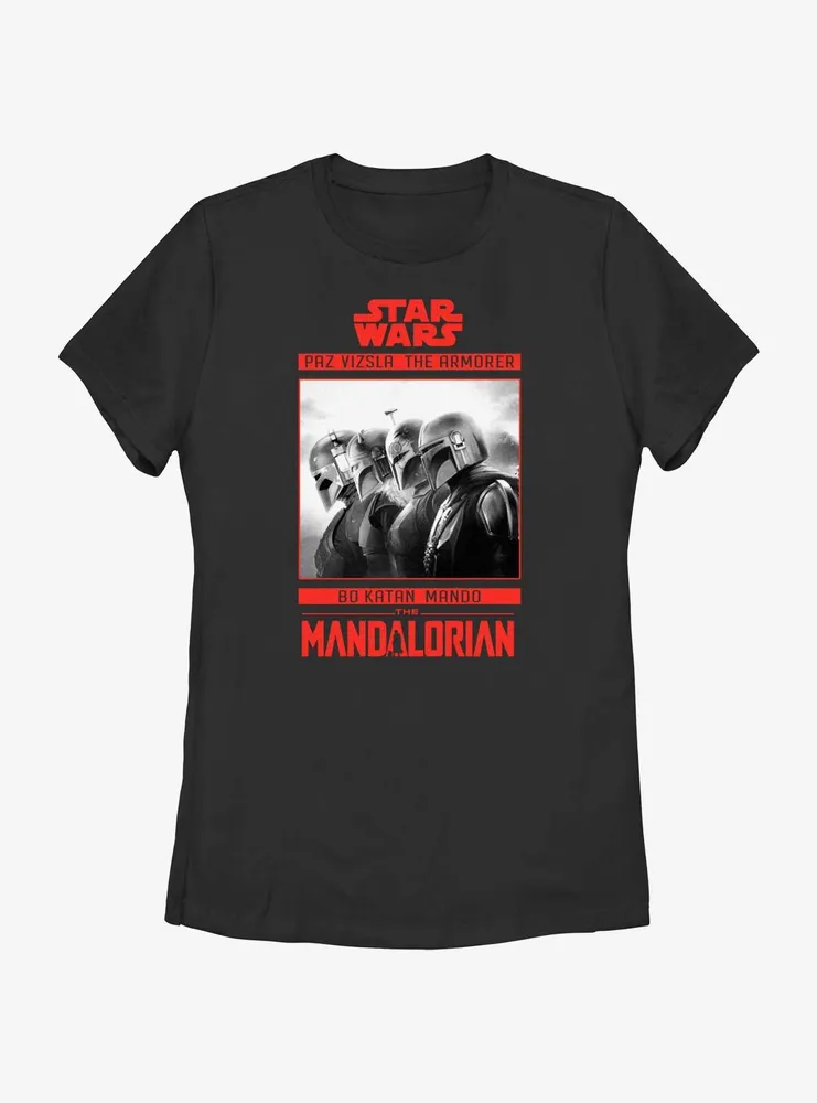 Star Wars The Mandalorian Bounty Hunter Line Up Poster Womens T-Shirt