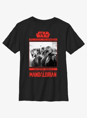 Star Wars The Mandalorian Bounty Hunter Line Up Poster Youth T-Shirt