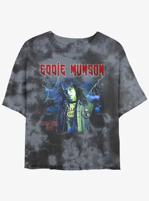 Stranger Things Eddie Munson Hellfire Club Tie-Dye Womens Crop T-Shirt