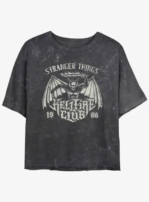 Stranger Things Hellfire Club Metal Band Mineral Wash Womens Crop T-Shirt