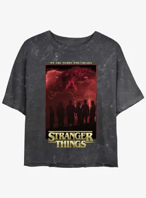 Stranger Things Nerds And Freaks Mineral Wash Womens Crop T-Shirt