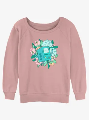Adventure Time BMO Flowers Womens Slouchy Sweatshirt