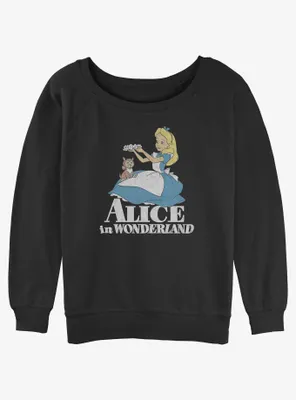 Disney Alice Wonderland and Dinah Womens Slouchy Sweatshirt