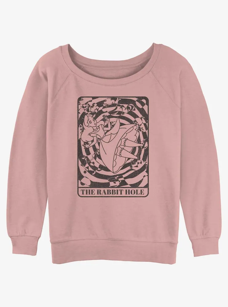 Disney Alice Wonderland Rabbit Hole Card Womens Slouchy Sweatshirt