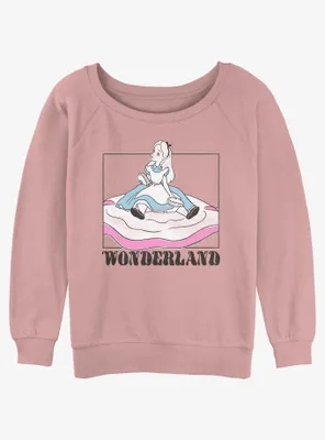 Disney Alice Wonderland Soft Pop Womens Slouchy Sweatshirt