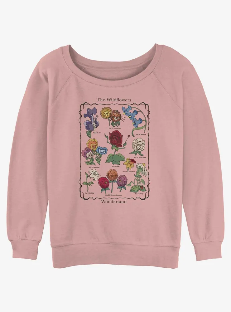 Disney Alice Wonderland The Wildflowers Womens Slouchy Sweatshirt