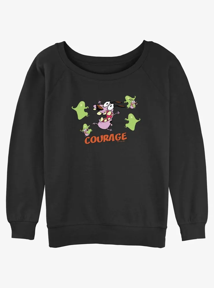 Cartoon Network Courage the Cowardly Dog Screaming Ghosts Womens Slouchy Sweatshirt